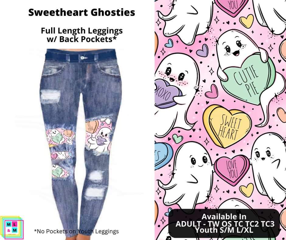 Sweetheart Ghosties Faux Denim Full Length Peekaboo Leggings