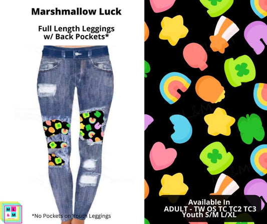 Marshmallow Luck Faux Denim Full Length Peekaboo Leggings