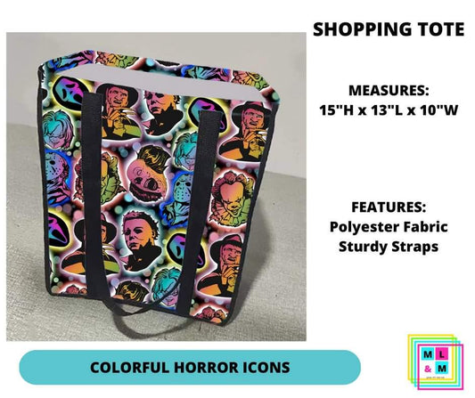 Colorful Horror Icons Shopping Tote