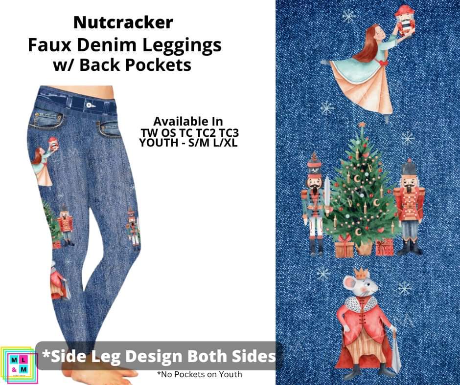 Nutcracker Full Length Faux Denim w/ Side Leg Designs