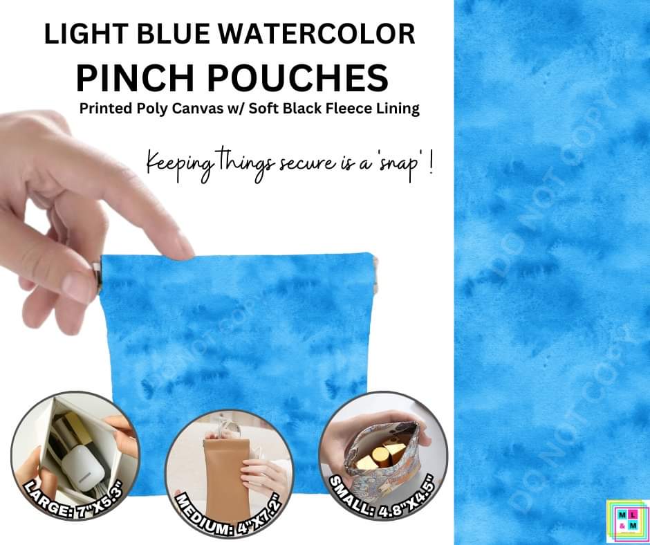 Light Blue Watercolor Pinch Pouches