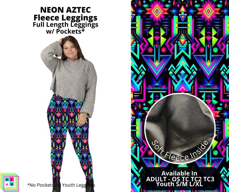 Neon Aztec Fleece Leggings