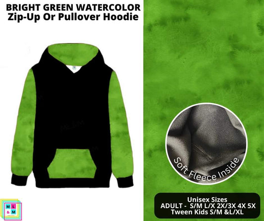 Bright Green Watercolor Pullover Hoodie