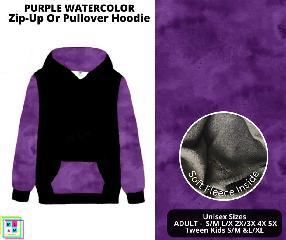 Purple Watercolor Zip-Up Hoodie