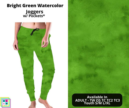 Bright Green Watercolor Joggers