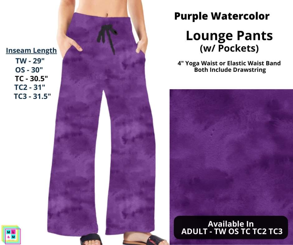 Purple Watercolor Full Length Lounge Pants