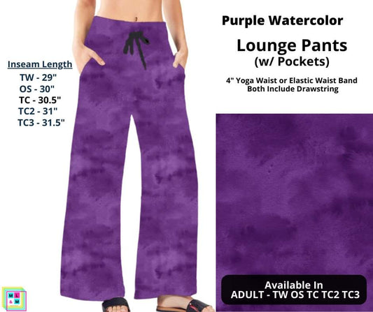 Purple Watercolor Full Length Lounge Pants
