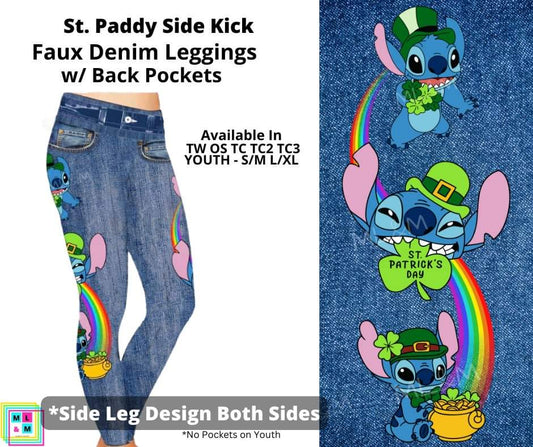 St. Paddy's Side Kick Full Length Faux Denim w/ Side Leg Designs