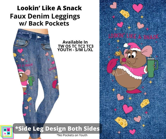 Lookin' Like a Snack Full Length Faux Denim w/ Side Leg Designs