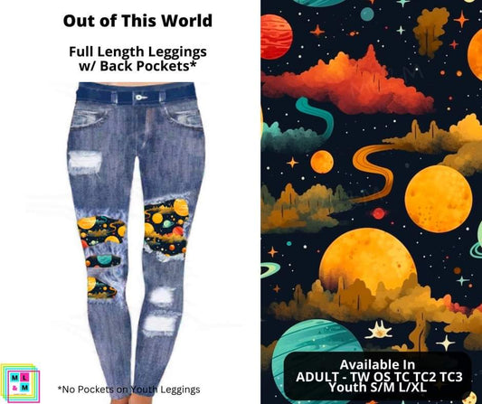 Out of This World Faux Denim Full Length Peekaboo Leggings