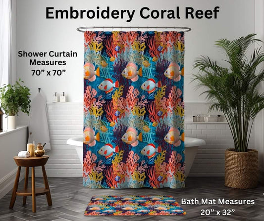 Embroidery Coral Reef Custom Bath Mat