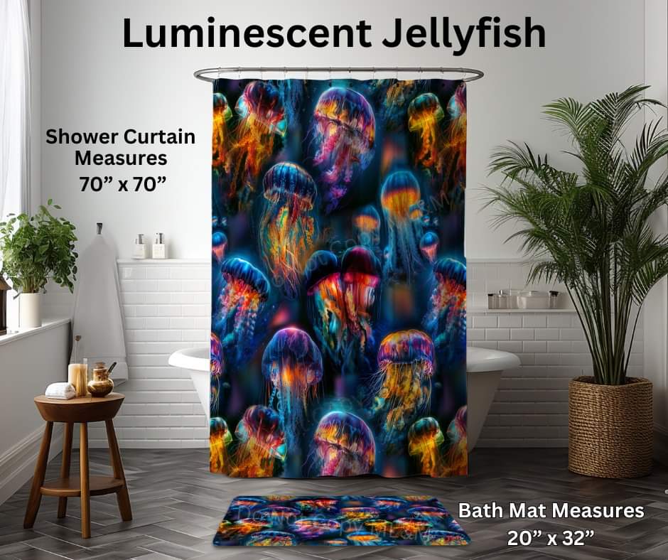 Luminescent Jellyfish Custom Shower Curtain and/or Bath Mat