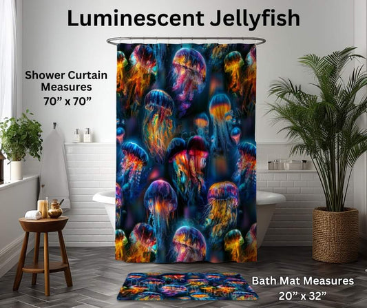 Luminescent Jellyfish Custom Shower Curtain and/or Bath Mat
