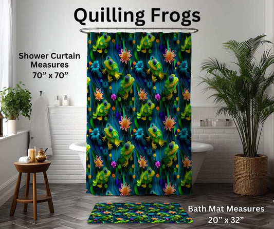 Quilling Frogs Custom Shower Curtain
