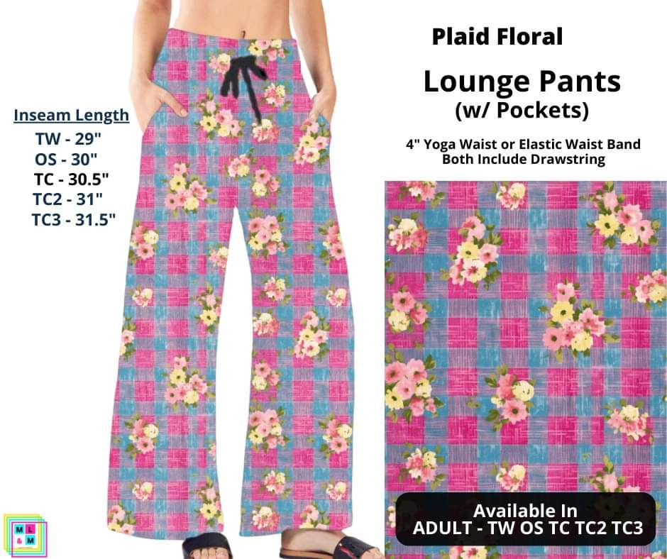 Plaid Floral Full Length Lounge Pants