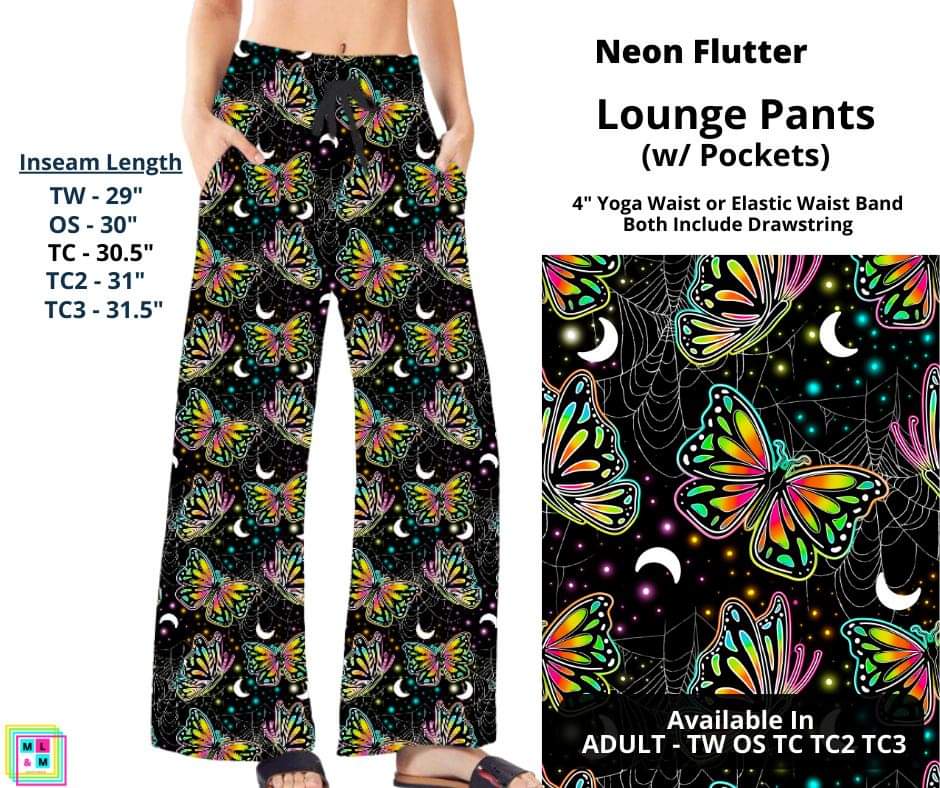 Neon Flutter Plaid Full Length Lounge Pants