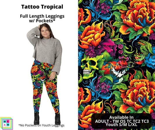 Tattoo Tropical Full Length Leggings w/ Pockets