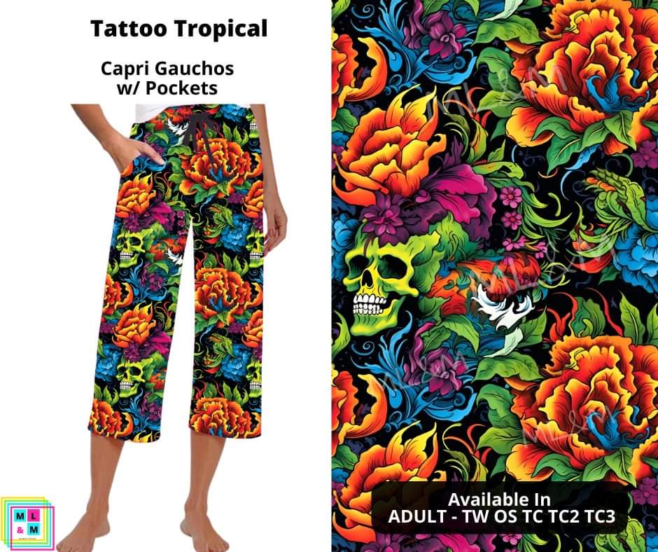 Tattoo Tropical Capri Gauchos