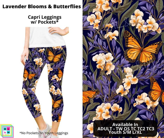 Lavender Blooms & Butterflies Capri Length w/ Pockets