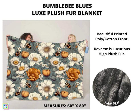Bumblebee Blues Luxe Plush Fur Blanket