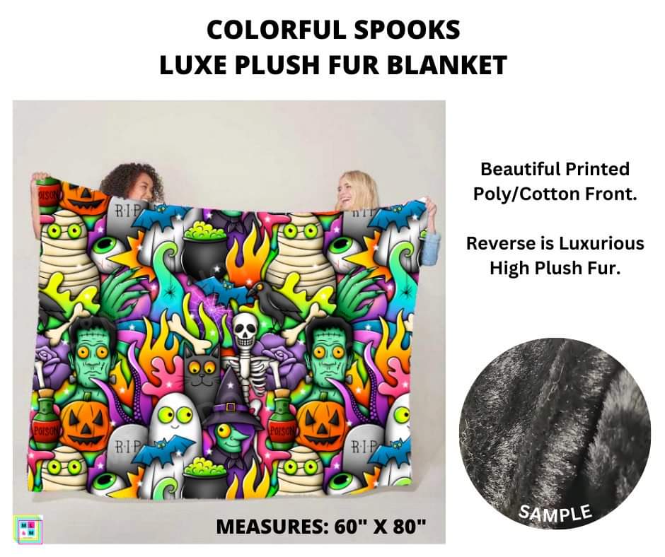 Colorful Spooks Luxe Plush Fur Blanket