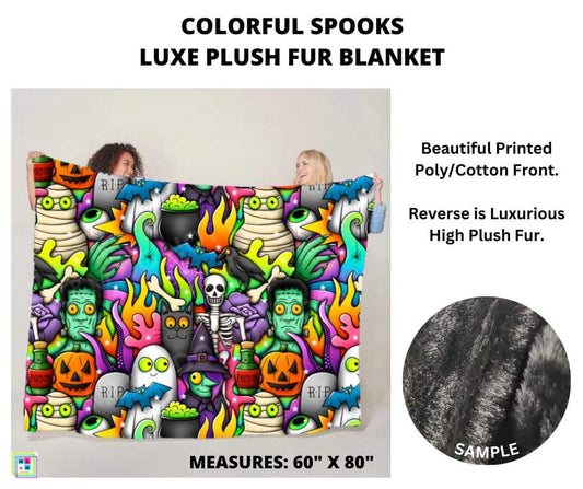 Colorful Spooks Luxe Plush Fur Blanket