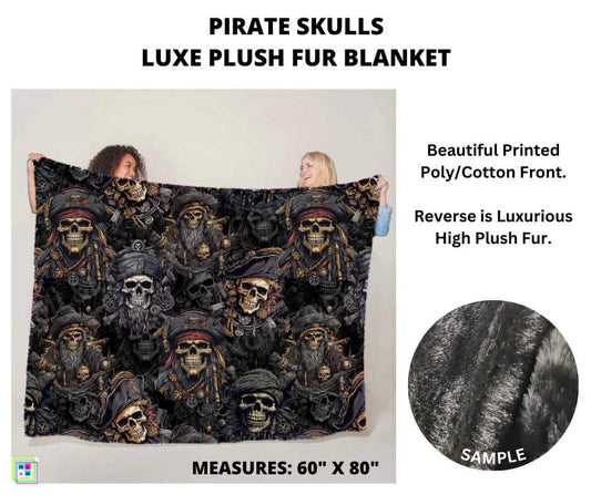 Pirate Skulls Luxe Plush Fur Blanket