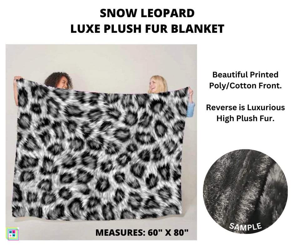 Snow Leopard Luxe Plush Fur Blanket