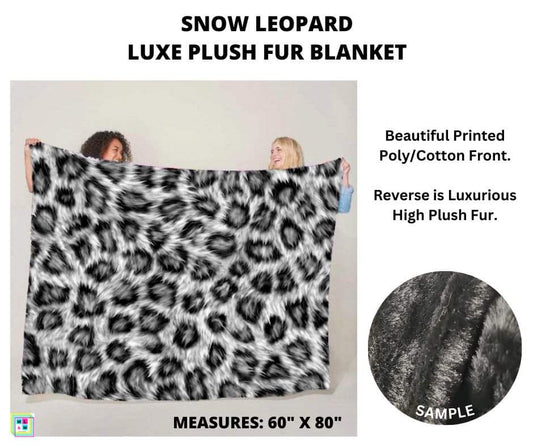 Snow Leopard Luxe Plush Fur Blanket