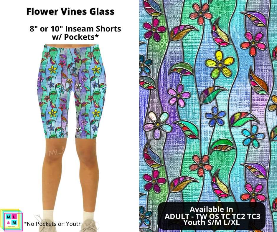 Flower Vines Glass Shorts
