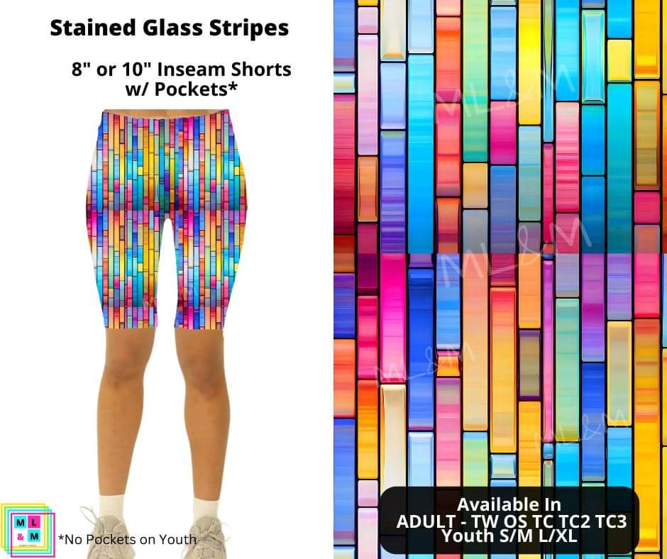 Stained Glass Stripes Shorts w/ Pockets
