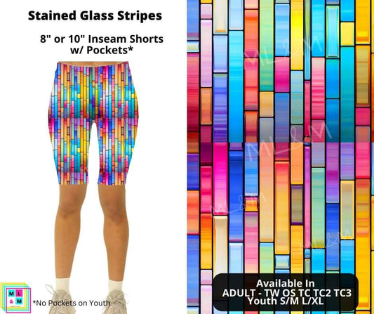 Stained Glass Stripes Shorts w/ Pockets