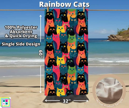 Rainbow Cats Towel