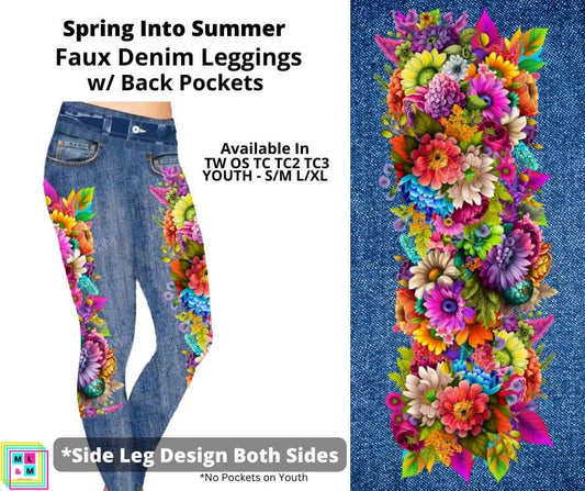 Spring Into Summer Full Length Faux Denim w/ Side Leg Designs