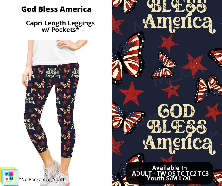 God Bless America Capri Length w/ Pockets