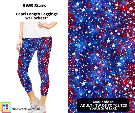 RWB Stars Capri Length w/ Pockets
