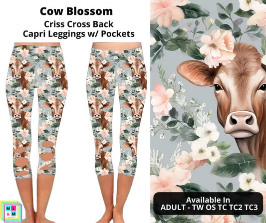 Cow Blossom Criss Cross Capri w/ Pockets