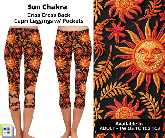 Sun Chakra Criss Cross Capri w/ Pockets