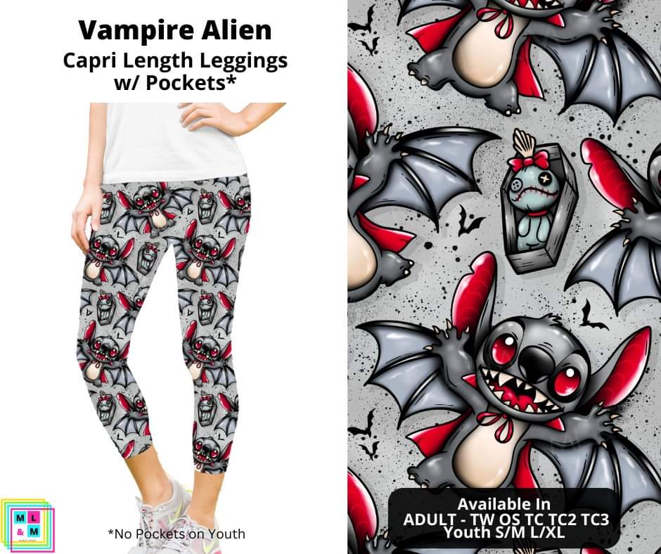 Vampire Alien Capri Length Leggings w/ Pockets