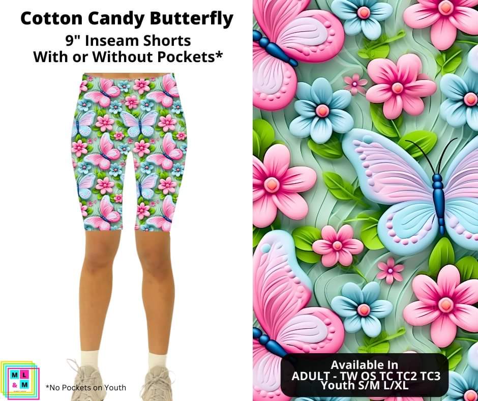 Cotton Candy Butterfly Shorts w/ Pockets
