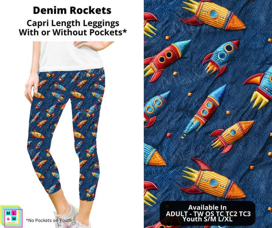 Denim Rockets Capri Length Leggings w/ Pockets