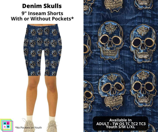 Denim Skulls Shorts w/ Pockets