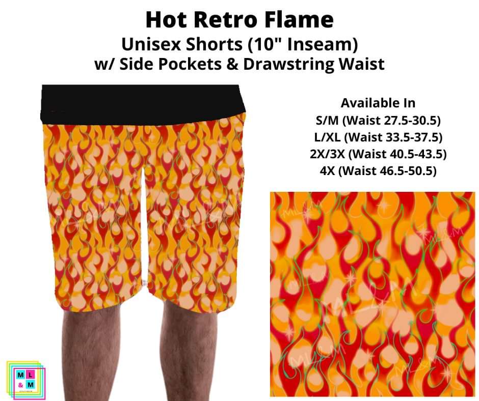 Hot Retro Flame Unisex Shorts