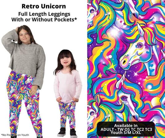 Retro Unicorn Full Length Leggings w/ Pockets