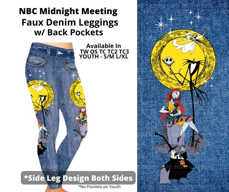 NBC Midnight Meeting Full Length Faux Denim w/ Side Leg Designs