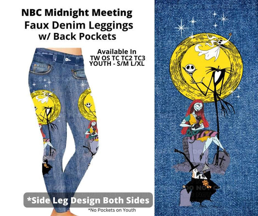 NBC Midnight Meeting Full Length Faux Denim w/ Side Leg Designs