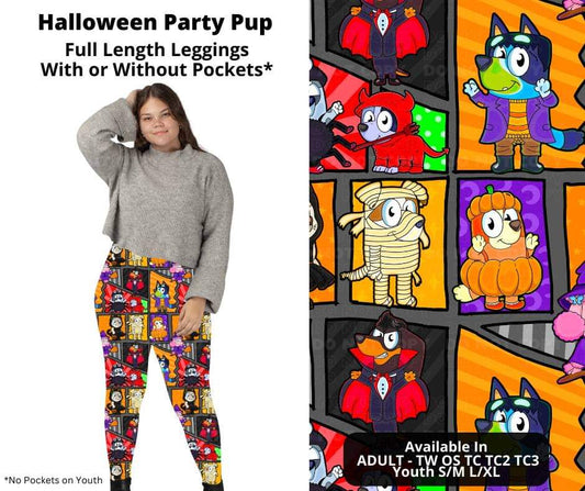 Halloween Party Pup Full Length Leggings w/ Pockets