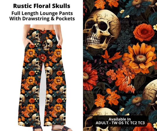 Rustic Floral Skulls Full Length Lounge Pants