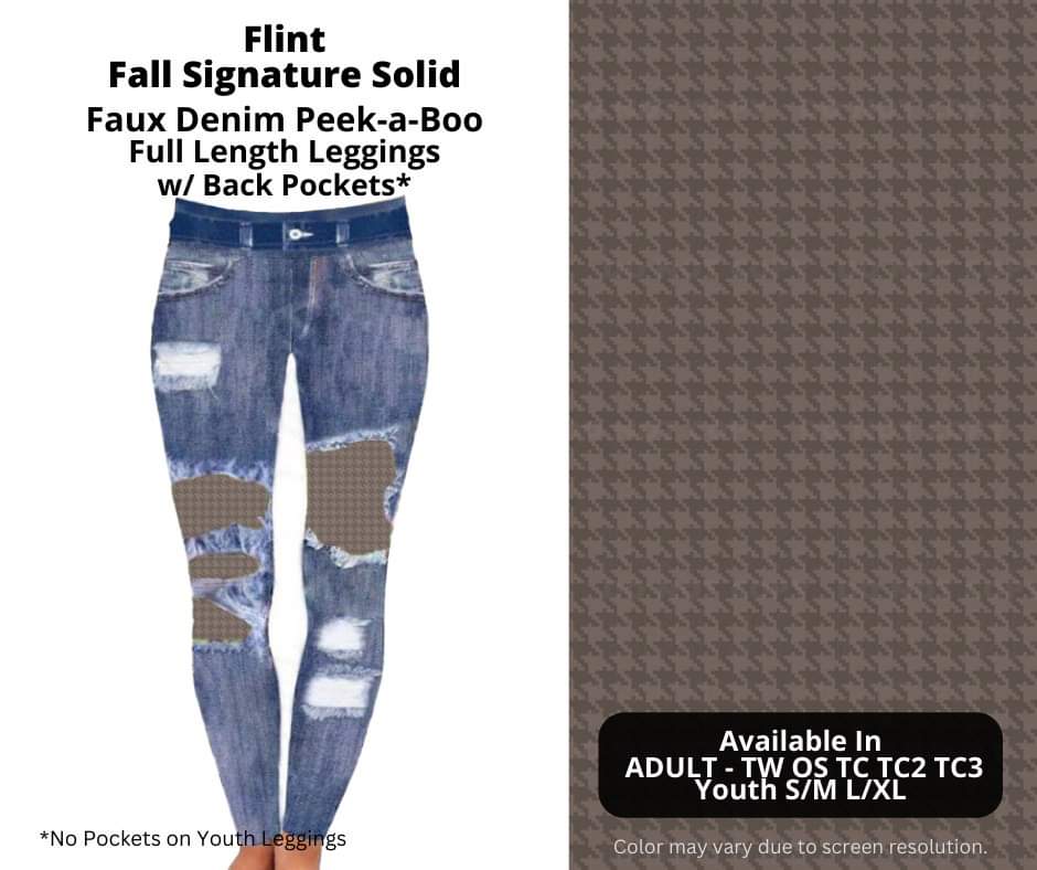 Flint Faux Denim Full Length Peekaboo Leggings