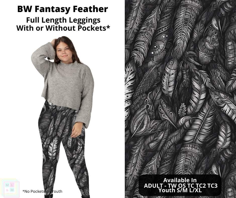 BW Fantasy Feather Full Length Leggings w/ Pockets